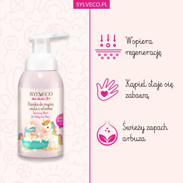 SYLVECO dla dzieci Pianka do mycia ciała i włosów arbuzowa – zdjęcie 2