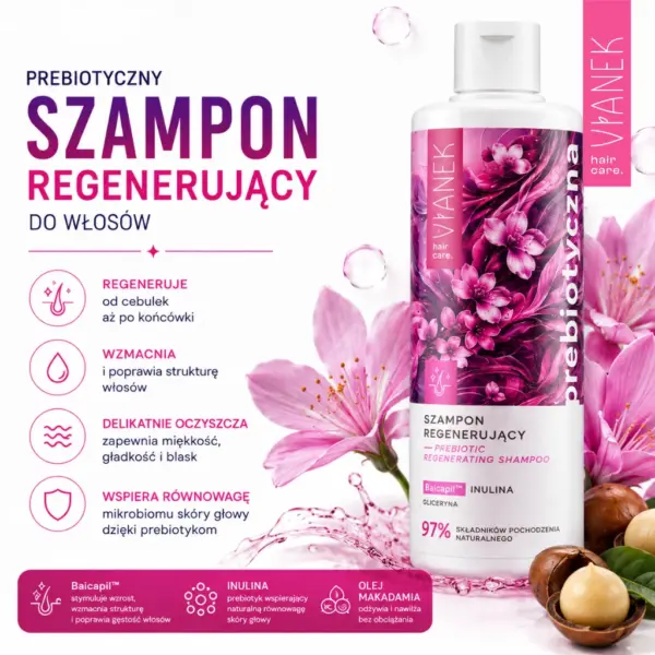 VIANEK Prebiotyczny szampon do włosów regenerujący – zdjęcie 2