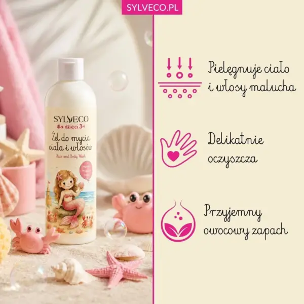 SYLVECO dla dzieci 3+ Owocowy żel do mycia ciała i włosów dla dziewczynek – zdjęcie 2